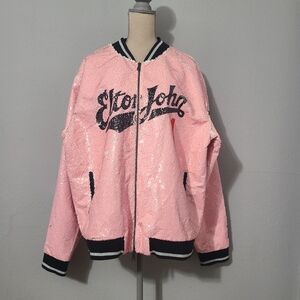 Teddy Fresh x Elton John‎ Pink Sequin Bomber Jacket 2XL